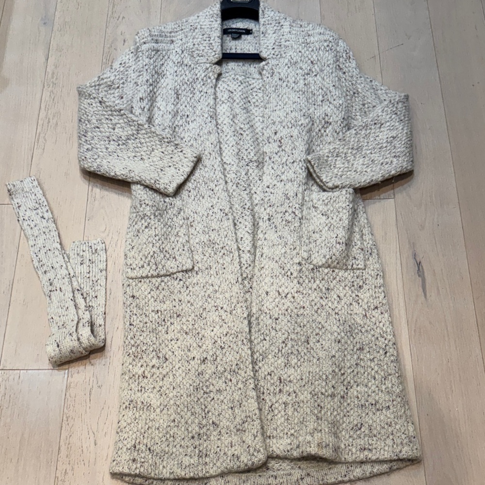 IB Diffusion Vintage Wool Mohair Blend Knit Long Chunky Duster Cardigan - Medium